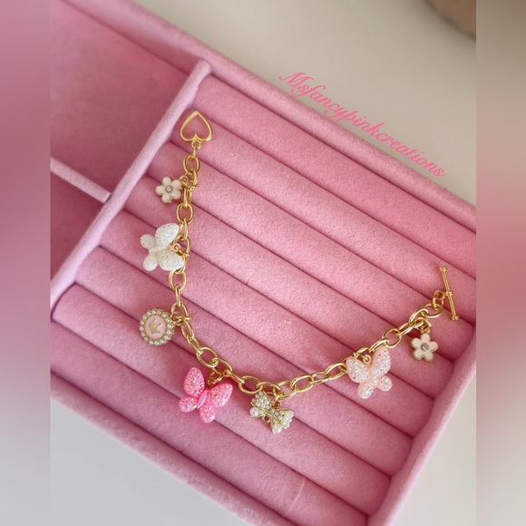 Gold plated handmade Bling Butterfly Charm Bracelet - Picture 3 of 4